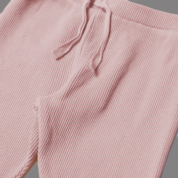 DULL PINK WITH KNOT THERMAL FABRIC BOTTOM FRIL PLAIN PAJAMA TROUSER